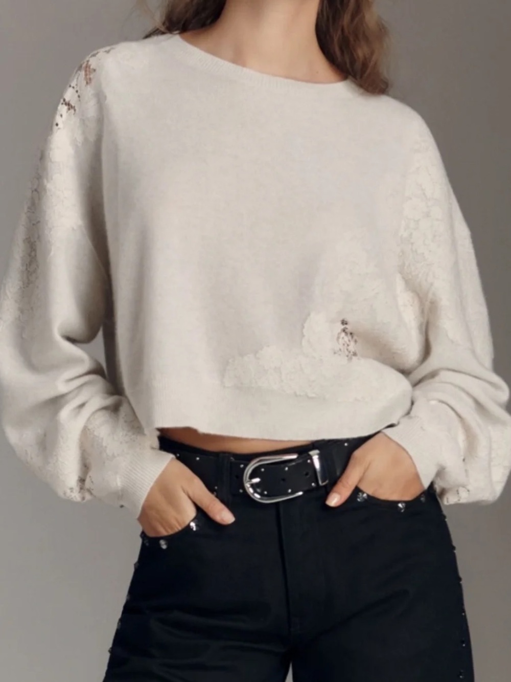 Anthropologie Cashmere Alani Crop Crewneck Sweater Pilcro